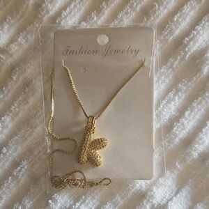 Gold-Plated Bubble Letter 'K' Necklace